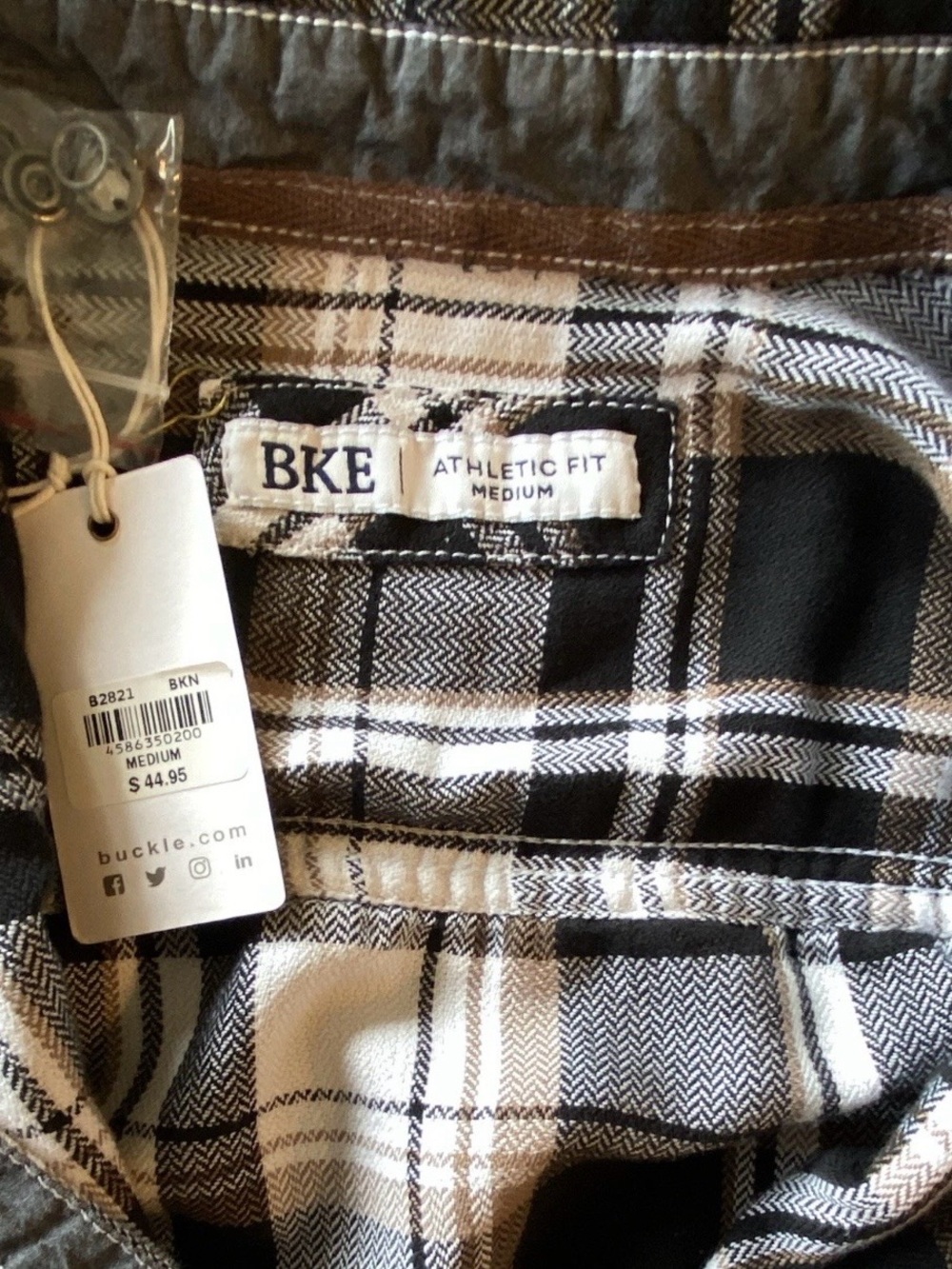 BKE Black and White Plaid Kids Jeans - Athletic Fit